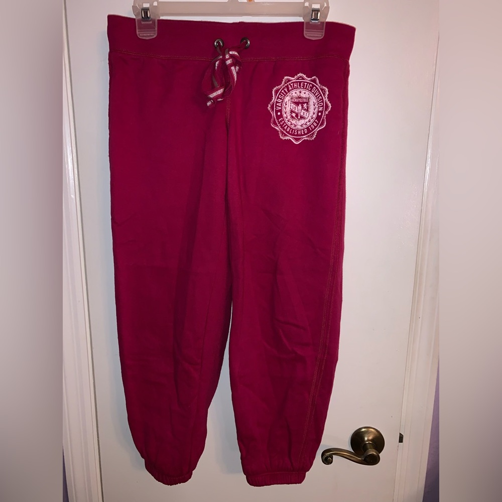 Aeropostale Hot Dark Pink Sweatpants Emblem Scrunched Ankle SIZE S 2010 WOMENS